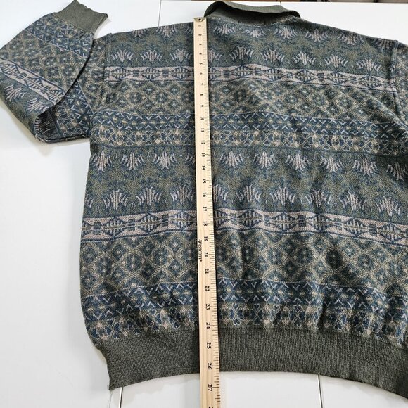 Giannini Polo Sweater Men 52/L Multi LS Buttons Collar Tribal Aztec Geo Vintage - Picture 7 of 15